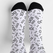 100. Geburtstag Schwarzes Zufallszahlenmuster Socken (Oben)