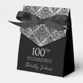 100. Geburtstag Silber Damast Dankeschön Geschenkschachtel