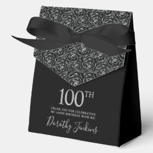 100. Geburtstag Silber Glitter Rosen Dankeschön  Geschenkschachtel