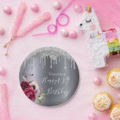 100. Geburtstag silberfarbener Bordeaux Pappteller (Party)