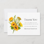 100. Geburtstag Sonnenblume Bouquet Personalisiert Dankeskarte (Vorderseite)