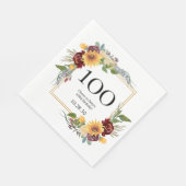 100. Geburtstag Sonnenblumen Serviette (Ecke)