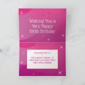 100. Geburtstag - Startnummern - Rosa Gold Age 100 Karte (Innenseite)