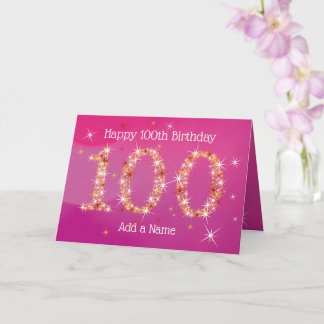 100. Geburtstag - Startnummern - Rosa Gold Age 100 Karte