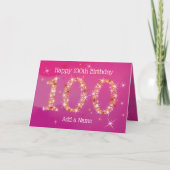 100. Geburtstag - Startnummern - Rosa Gold Age 100 Karte (Vorderseite)
