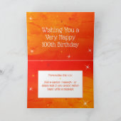 100. Geburtstag - Startnummern - Rot/Orange Alter  Karte (Innenseite)