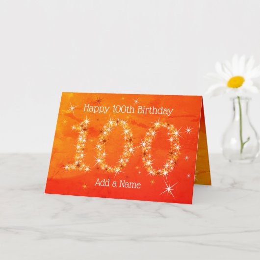 100. Geburtstag - Startnummern - Rot/Orange Alter  Karte (Kleine Pflanze)