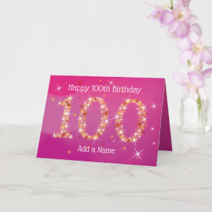 100. Geburtstag - Sterne - Rosa Gold - ALTE KARTE