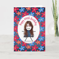 100. Geburtstag Strichfigur-Mädchen und Daisies au