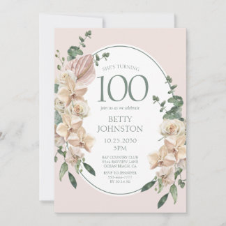 100. Geburtstag tropische Flora Einladung