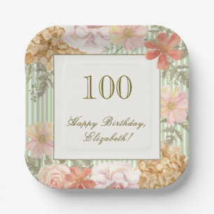 100. Geburtstag Untersetzer Herbstfarbe Blumengest Pappteller
