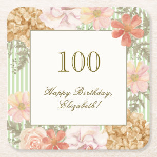 100. Geburtstag Untersetzer Herbstfarben Blumenges