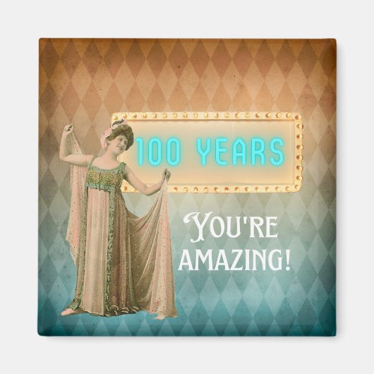 100. Geburtstag Vintage Sänger Geburtstag Kühlschr Magnet (Vorne)
