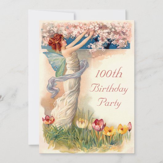 100. Geburtstag Vintager Märchenblütenbarsch Einladung (Vorderseite)