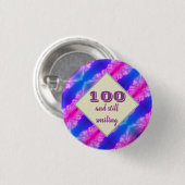 100 Geburtstag Vivid Blue Pink Milestone Feier Button (Vorne & Hinten)