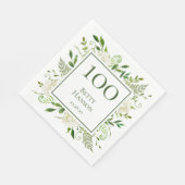 100. Geburtstag Weißer Hydrangeas Serviette (Ecke)