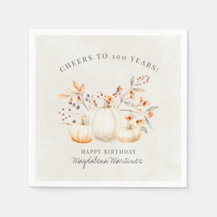 100. Geburtstag White Pumpkin Herbstlaubs Custom Serviette