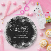 100. Geburtstag Winterwonderland Snowflake Gefalle Pappteller (Party)