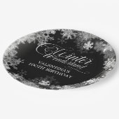 100. Geburtstag Winterwonderland Snowflake Gefalle Pappteller (Schrägansicht)