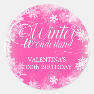 100. Geburtstag Winterwonderland Snowflake Gefalle Runder Aufkleber