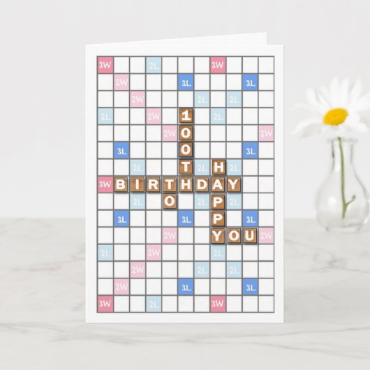 100. Geburtstag, Word Game Board Karte (Kleine Pflanze)