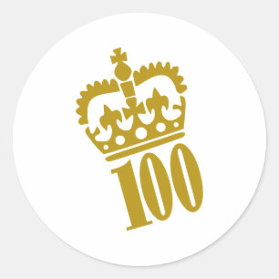 100. Geburtstag - Zahl - Hundert Runder Aufkleber