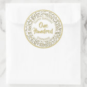 100. Geburtstag Zahlenmuster Gold/Weiß 100 Runder Aufkleber (Tasche)