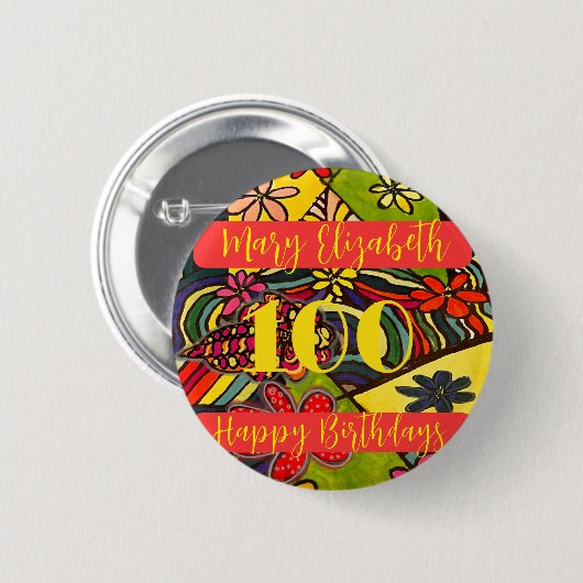 100 Geburtstage Button (Vorne & Hinten)