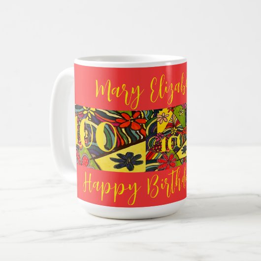 100 Geburtstage frohe Blume Kaffeetasse (Vorderseite Links)