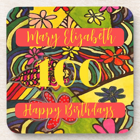 100 Geburtstage Getränkeuntersetzer (Vorderseite)