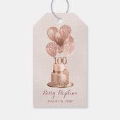 100. Geburtstags-Rose Gold Cake Geschenkanhänger (Rückseite)