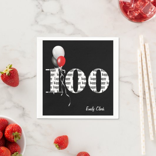 100. Geburtstagsballons Serviette (Beispiel)