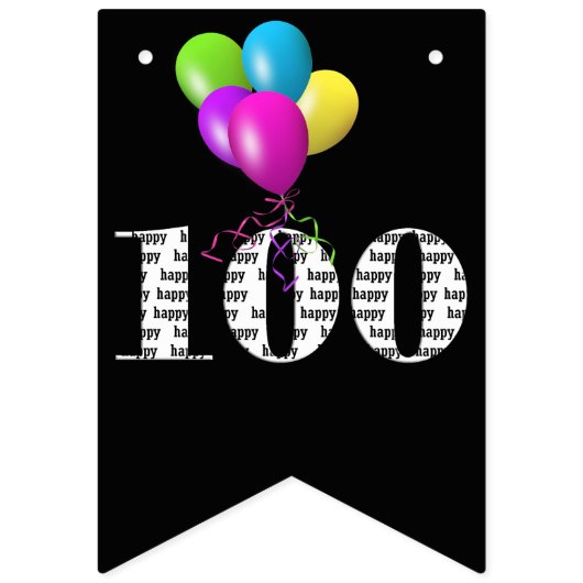 100. Geburtstagsballons Wimpelkette (Dritte Fahne)