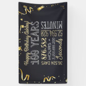 100. Geburtstagsbanner - 100 Jahre Stunden & Sekun Banner (Vertikal)