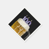 100. Geburtstagsbier auf schwarz Serviette (Ecke)