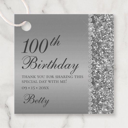 100. Geburtstagseleganz Geschenkanhänger (Vorderseite)