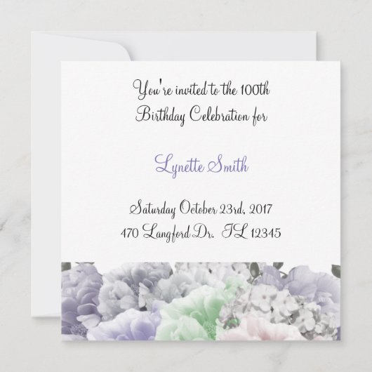 100. Geburtstagsfeier Einladung (Rückseite)