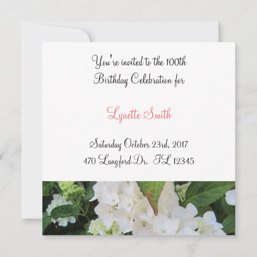 100. Geburtstagsfeier Einladung (Rückseite)
