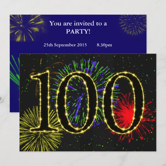 100. Geburtstagsfeier Einladung (Vorne/Hinten)
