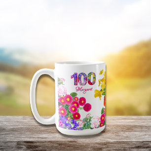 100. Geburtstagsfeier Florale Blumen Modern 100 Kaffeetasse