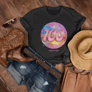 100. Geburtstagsfeier Gold Rosa Glitter Disco Kuge T-Shirt