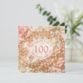 100. Geburtstagsfeier mit Perlen Einladung (Stehend Vorderseite)