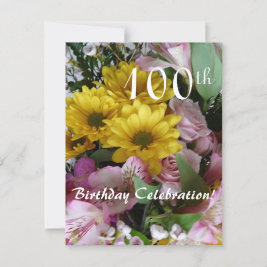 100. Geburtstagsfeier!-Party/Blumenstrauß Einladung (Vorderseite)