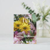 100. Geburtstagsfeier!-Party/Blumenstrauß Einladung (Stehend Vorderseite)