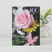 100. Geburtstagsfeier!-Rosa-Bouquet Einladung (Stehend Vorderseite)
