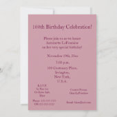 100. Geburtstagsfeier-Rosa Lily Einladung (Rückseite)