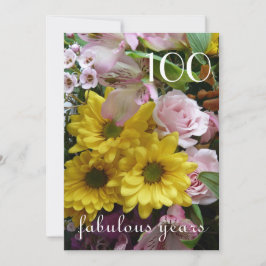 100. Geburtstagsfeier!-Rosa und Gelbe Flora Einladung