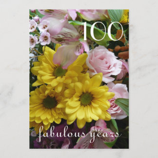 100. Geburtstagsfeier!-Rosa und Gelbe Flora Einladung