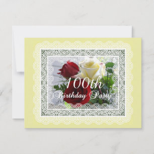 100. Geburtstagsfeier - Rot/Gelbe Rosen Einladung
