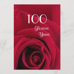100. Geburtstagsfeier!-Tiefe Rote Rose Einladung